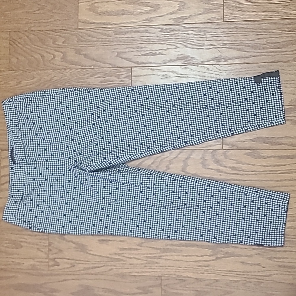 Talbots Pants Gingham Polka Dot Stretch Ankle Pants Black White Bow‎ Tie Hem 6P
